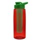 the flair - 26 oz transparent tritan(tm) bottle with drink thru lid, large infuser, and digital imprint