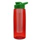 the flair - 26 oz transparent tritan(tm) bottle with drink thru lid, large infuser, and digital imprint