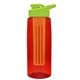 the flair - 26 oz transparent tritan(tm) bottle with drink thru lid, large infuser, and digital imprint