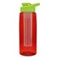 the flair - 26 oz transparent tritan(tm) bottle with drink thru lid, large infuser, and digital imprint