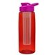 the flair - 26 oz transparent tritan(tm) bottle with drink thru lid, large infuser, and digital imprint