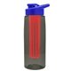 the flair - 26 oz transparent tritan(tm) bottle with drink thru lid, large infuser, and digital imprint