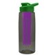 the flair - 26 oz transparent tritan(tm) bottle with drink thru lid, large infuser, and digital imprint