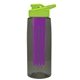 the flair - 26 oz transparent tritan(tm) bottle with drink thru lid, large infuser, and digital imprint