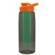 the flair - 26 oz transparent tritan(tm) bottle with drink thru lid, large infuser, and digital imprint