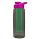 the flair - 26 oz transparent tritan(tm) bottle with drink thru lid, large infuser, and digital imprint
