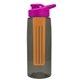 the flair - 26 oz transparent tritan(tm) bottle with drink thru lid, large infuser, and digital imprint