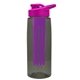 the flair - 26 oz transparent tritan(tm) bottle with drink thru lid, large infuser, and digital imprint