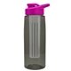 the flair - 26 oz transparent tritan(tm) bottle with drink thru lid, large infuser, and digital imprint