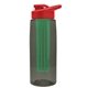 the flair - 26 oz transparent tritan(tm) bottle with drink thru lid, large infuser, and digital imprint
