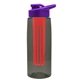 the flair - 26 oz transparent tritan(tm) bottle with drink thru lid, large infuser, and digital imprint