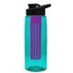 the flair - 26 oz transparent tritan(tm) bottle with drink thru lid, large infuser, and digital imprint