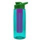 the flair - 26 oz transparent tritan(tm) bottle with drink thru lid, large infuser, and digital imprint