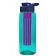 the flair - 26 oz transparent tritan(tm) bottle with drink thru lid, large infuser, and digital imprint