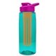 the flair - 26 oz transparent tritan(tm) bottle with drink thru lid, large infuser, and digital imprint