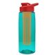 the flair - 26 oz transparent tritan(tm) bottle with drink thru lid, large infuser, and digital imprint