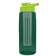 the flair - 26 oz transparent tritan(tm) bottle with drink thru lid, large infuser, and digital imprint