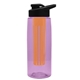 the flair - 26 oz transparent tritan(tm) bottle with drink thru lid, large infuser, and digital imprint