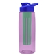 the flair - 26 oz transparent tritan(tm) bottle with drink thru lid, large infuser, and digital imprint