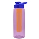the flair - 26 oz transparent tritan(tm) bottle with drink thru lid, large infuser, and digital imprint