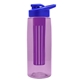 the flair - 26 oz transparent tritan(tm) bottle with drink thru lid, large infuser, and digital imprint