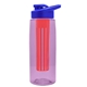 the flair - 26 oz transparent tritan(tm) bottle with drink thru lid, large infuser, and digital imprint