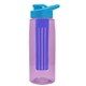 the flair - 26 oz transparent tritan(tm) bottle with drink thru lid, large infuser, and digital imprint