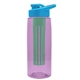the flair - 26 oz transparent tritan(tm) bottle with drink thru lid, large infuser, and digital imprint