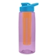 the flair - 26 oz transparent tritan(tm) bottle with drink thru lid, large infuser, and digital imprint