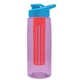 the flair - 26 oz transparent tritan(tm) bottle with drink thru lid, large infuser, and digital imprint