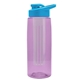 the flair - 26 oz transparent tritan(tm) bottle with drink thru lid, large infuser, and digital imprint