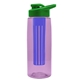 the flair - 26 oz transparent tritan(tm) bottle with drink thru lid, large infuser, and digital imprint