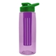 the flair - 26 oz transparent tritan(tm) bottle with drink thru lid, large infuser, and digital imprint