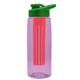 the flair - 26 oz transparent tritan(tm) bottle with drink thru lid, large infuser, and digital imprint