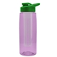 the flair - 26 oz transparent tritan(tm) bottle with drink thru lid, large infuser, and digital imprint