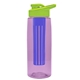 the flair - 26 oz transparent tritan(tm) bottle with drink thru lid, large infuser, and digital imprint
