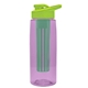 the flair - 26 oz transparent tritan(tm) bottle with drink thru lid, large infuser, and digital imprint