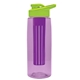 the flair - 26 oz transparent tritan(tm) bottle with drink thru lid, large infuser, and digital imprint