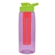 the flair - 26 oz transparent tritan(tm) bottle with drink thru lid, large infuser, and digital imprint