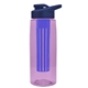 the flair - 26 oz transparent tritan(tm) bottle with drink thru lid, large infuser, and digital imprint
