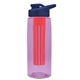 the flair - 26 oz transparent tritan(tm) bottle with drink thru lid, large infuser, and digital imprint