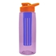 the flair - 26 oz transparent tritan(tm) bottle with drink thru lid, large infuser, and digital imprint