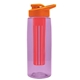 the flair - 26 oz transparent tritan(tm) bottle with drink thru lid, large infuser, and digital imprint