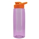 the flair - 26 oz transparent tritan(tm) bottle with drink thru lid, large infuser, and digital imprint