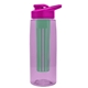the flair - 26 oz transparent tritan(tm) bottle with drink thru lid, large infuser, and digital imprint