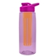 the flair - 26 oz transparent tritan(tm) bottle with drink thru lid, large infuser, and digital imprint