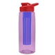 the flair - 26 oz transparent tritan(tm) bottle with drink thru lid, large infuser, and digital imprint