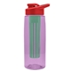 the flair - 26 oz transparent tritan(tm) bottle with drink thru lid, large infuser, and digital imprint