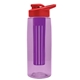 the flair - 26 oz transparent tritan(tm) bottle with drink thru lid, large infuser, and digital imprint