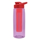 the flair - 26 oz transparent tritan(tm) bottle with drink thru lid, large infuser, and digital imprint